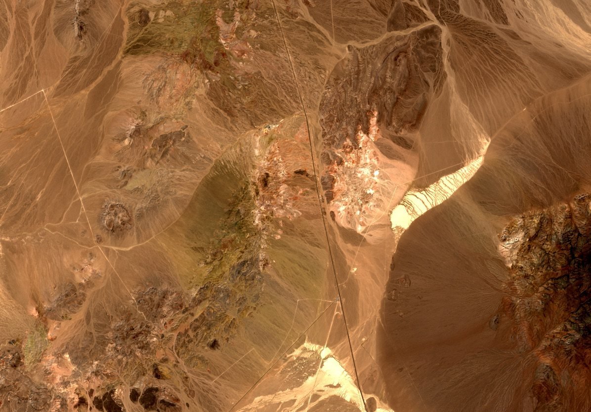 Natural-colour satellite image of the Cuprite district, Nevada